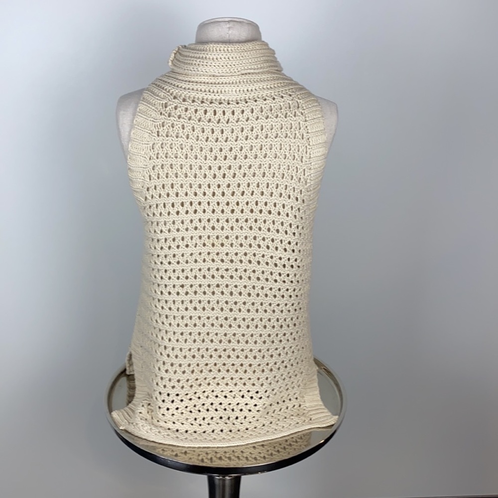 Free People Cream Crochet Cowl Neck Sweater Tank - Picture 2 of 6
